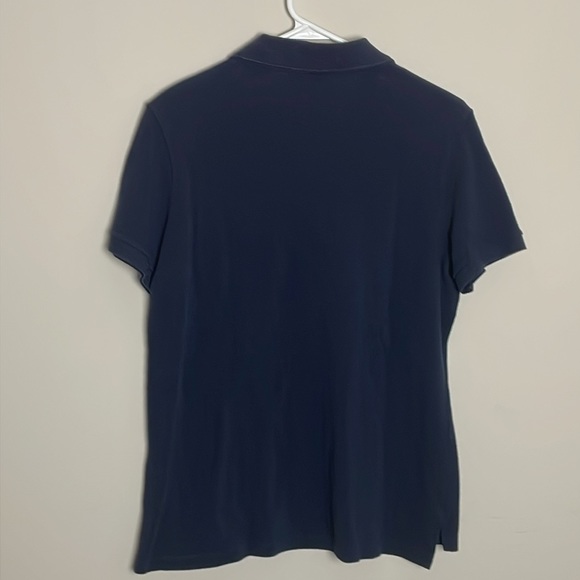 Lacoste Navy Polo- 2-button collar-slit hem-Medium/Large - Picture 3 of 12